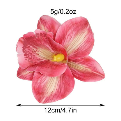 Artificial Magnolia Flower Hair Clip — Hawaiian Boho Style, Plastic Barrette, 12cm, 8 Colors