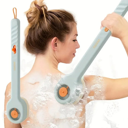 Liquid-Filled Long Handle Bath Brush — Soft Bristles, Back Scrubber, Shower Tool, All Skin Types