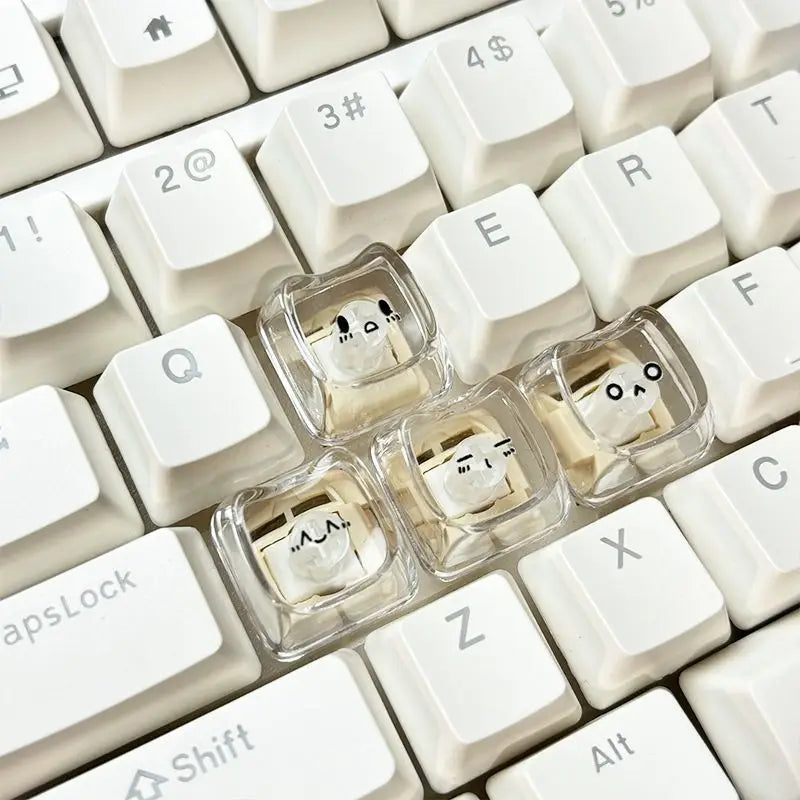 Cute Cat & Kaomoji WASD Keycaps — MAO Profile, MX Switch Compatible, 4-Pack