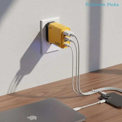 240W 5-Port GaN Wall Charger — 3x USB-C PD + 2x USB-A QC3.0, Compact, CE/UL Certified, US & EU Plug