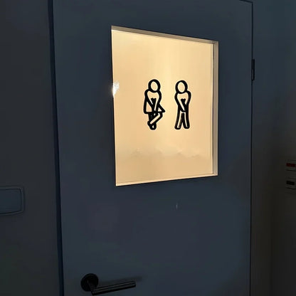 Funny Bathroom Door Signs — Men & Women 2-Piece Set, Matte Black Plastic, No-Drill Install