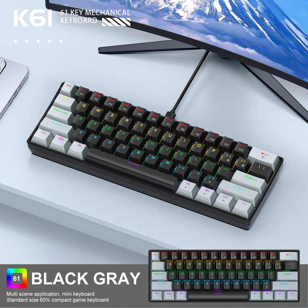 APAYADO K61 Mini Mechanical Keyboard — 60% Layout, RGB Backlight, Hot-Swap, Wired