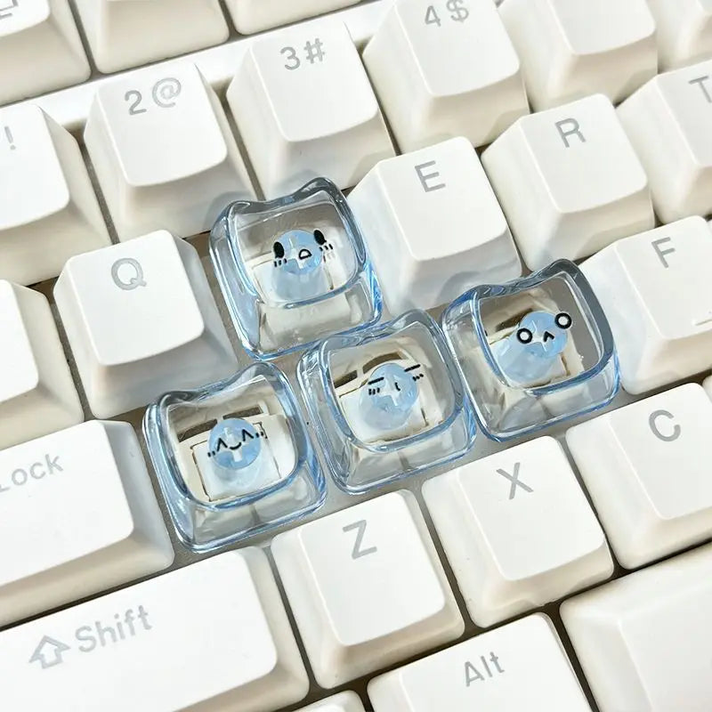 Cute Cat & Kaomoji WASD Keycaps — MAO Profile, MX Switch Compatible, 4-Pack