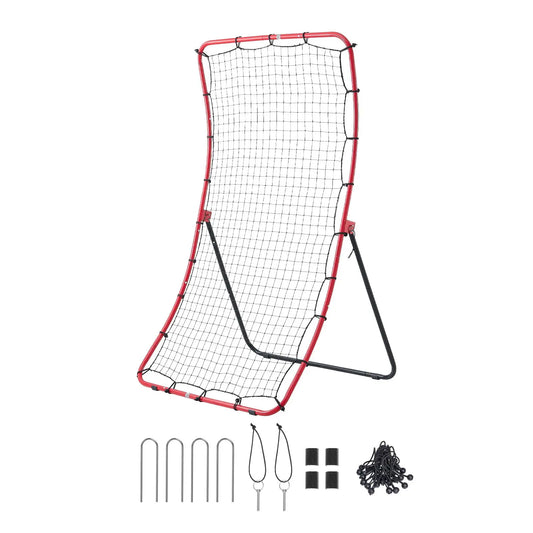 4x5.5 ft Baseball & Softball Rebounder Net — Heavy-Duty Steel, 5 Adjustable Angles, Solo Training