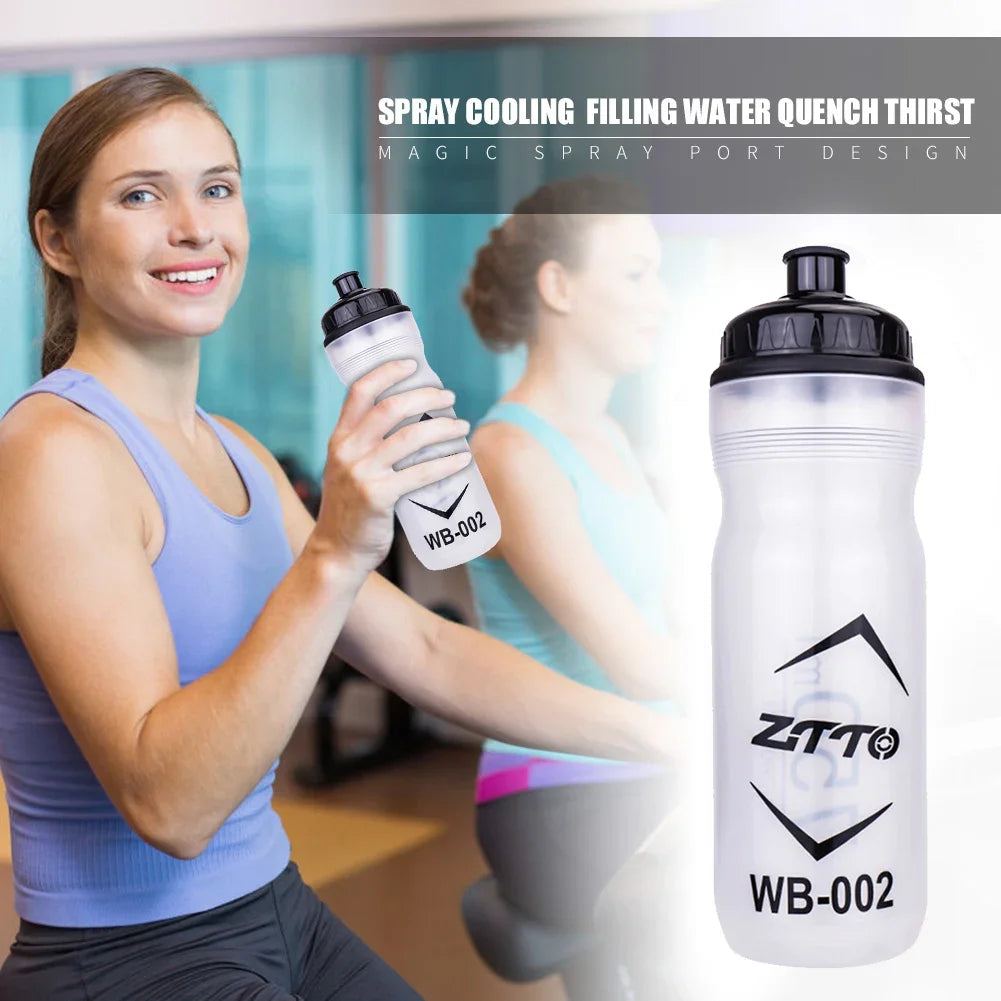 750ml MTB Cycling Water Bottle — BPA-Free PP, Squeeze & Spray, 53mm Wide Mouth