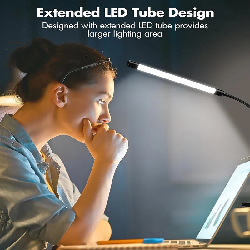 Clip-On LED Desk Lamp — Dimmable Reading Light for Bedroom, Dorm & Study