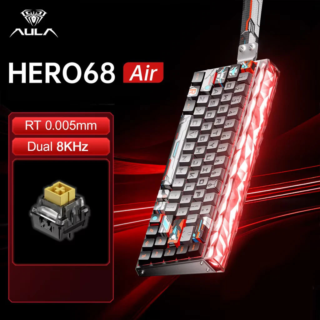 AULA HERO68 Air Wireless Magnetic Gaming Keyboard — 3-Mode, Hot-Swap, 8KHz, 0.005mm Rapid Trigger