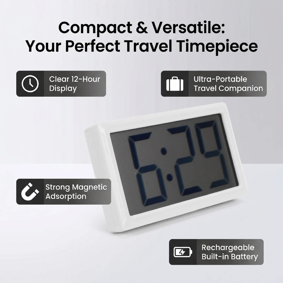 12 Hour Clock Small Digital Clock Magnetic Lightweight Portable Smart Home Versatile 12 Hour Clock For Travel Classroom Bedroom Car Clock