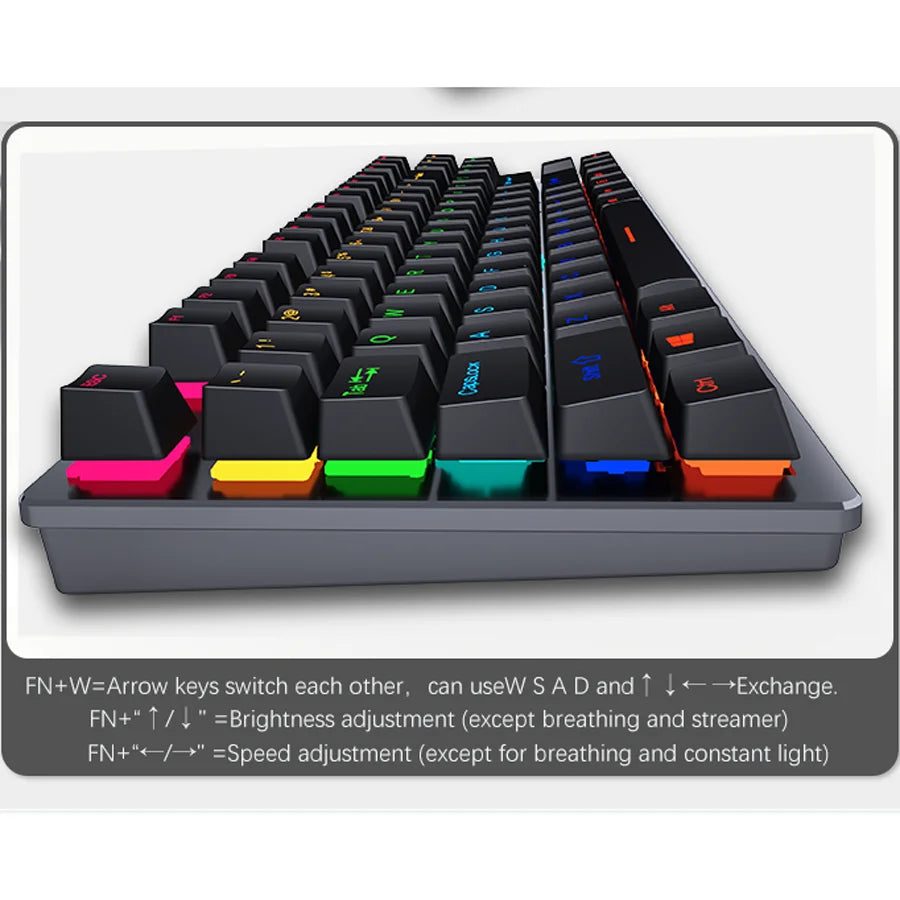 Mini RGB Mechanical Gaming Keyboard – USB Wired, Ergonomic & Backlit