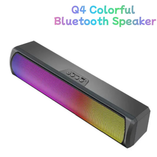 Q4 RGB Bluetooth Soundbar Speaker — 15W, Bass Boost, 5 Sound Modes, TF Card, for Gaming & Music