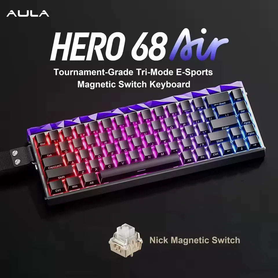 AULA HERO68 Air Wireless Magnetic Gaming Keyboard — 3-Mode, Hot-Swap, 8KHz, 0.005mm Rapid Trigger