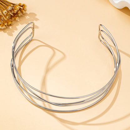 Minimalist Geometric Choker Necklace — Silver or Gold Tone, Iron Alloy, Daily Wear & Party