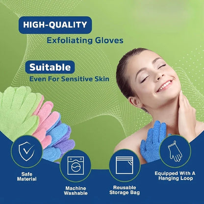 Exfoliating Bath Gloves — Double-Sided, All Skin Types, for Shower, Spa & Body Scrubs | 1, 3, 5 or 10 Pack