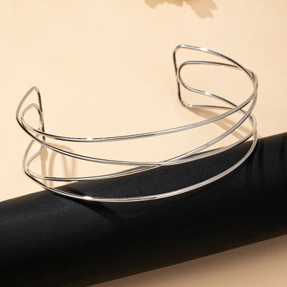 Minimalist Geometric Choker Necklace — Silver or Gold Tone, Iron Alloy, Daily Wear & Party