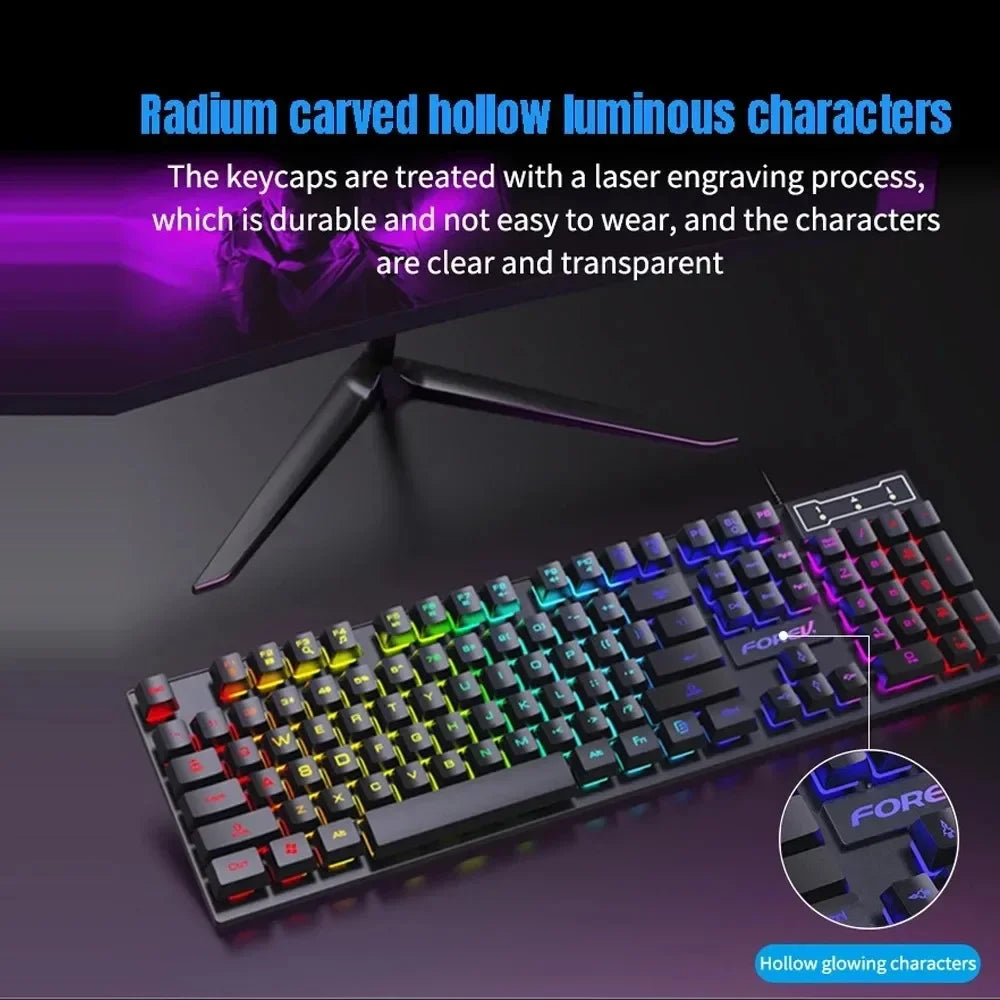 Mechanical Keyboard & Mouse Combo – Backlit, Waterproof & RGB