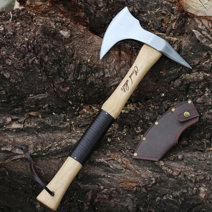 Multifunctional Forged Steel Camping Hatchet — Wood Handle, 40cm, Eagle Nail Pull, Portable