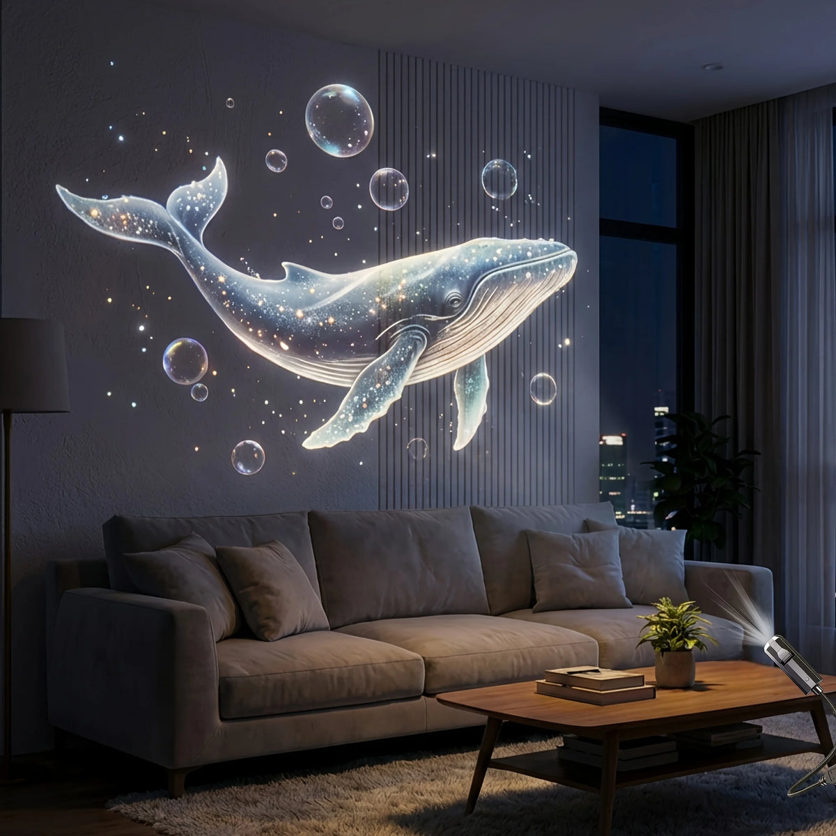 Marine Life Projector Night Light — 8 Ocean Scene Panels, 360° Rotation, USB Powered