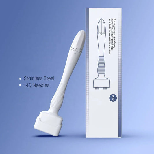 Adjustable Dermastamp Microneedling Tool — 140 Pins, 0.2mm, Facial & Scalp Use, Manual