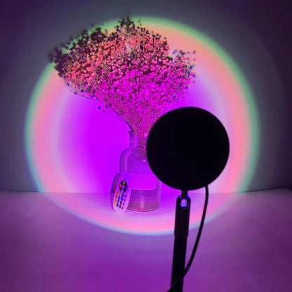 RGB Sunset Lamp — 16-Color Dimmable LED Mood Light for Room Decor & Photography