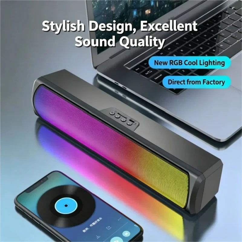 Q4 RGB Bluetooth Soundbar Speaker — 15W, Bass Boost, 5 Sound Modes, TF Card, for Gaming & Music