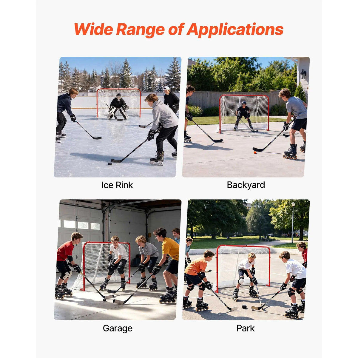 Heavy-Duty Steel Street Hockey Goal — Portable, Reinforced Net, Indoor & Outdoor