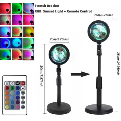 RGB Sunset Lamp — 16-Color Dimmable LED Mood Light for Room Decor & Photography
