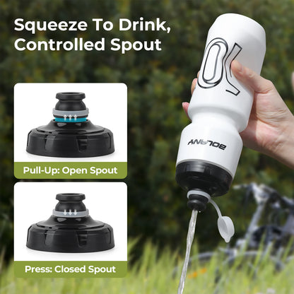 750ml Squeeze Sports Water Bottle — PP5 Plastic, Leak-Proof Lid, Cycling & Outdoor Use