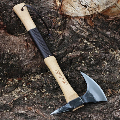 Multifunctional Forged Steel Camping Hatchet — Wood Handle, 40cm, Eagle Nail Pull, Portable