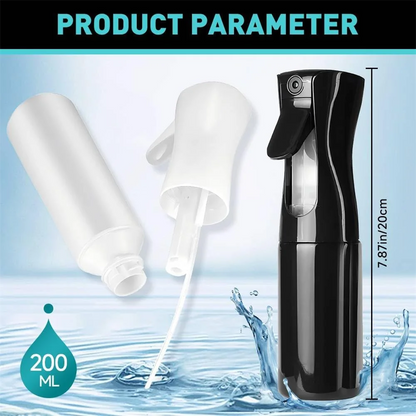 Refillable Fine Mist Spray Bottle — Continuous Trigger Spray, 200ml or 300ml, Hair, Skincare & Home Use