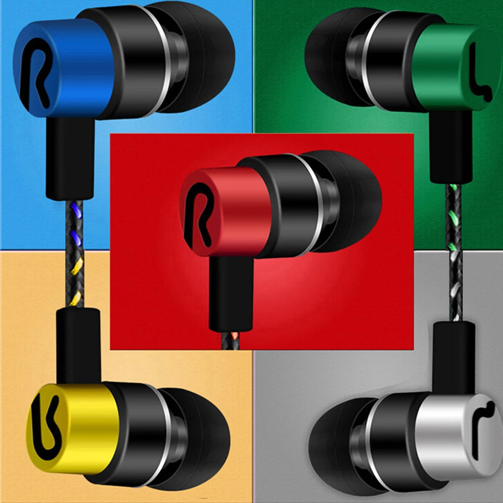 3.5mm Wired In-Ear Earbuds — Bass Stereo, Noise Isolating, Built-in Mic, 5 Colors