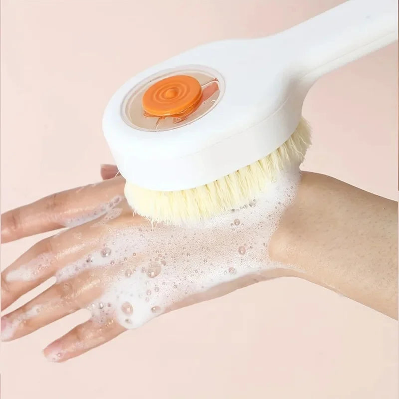 Liquid-Filled Long Handle Bath Brush — Soft Bristles, Back Scrubber, Shower Tool, All Skin Types