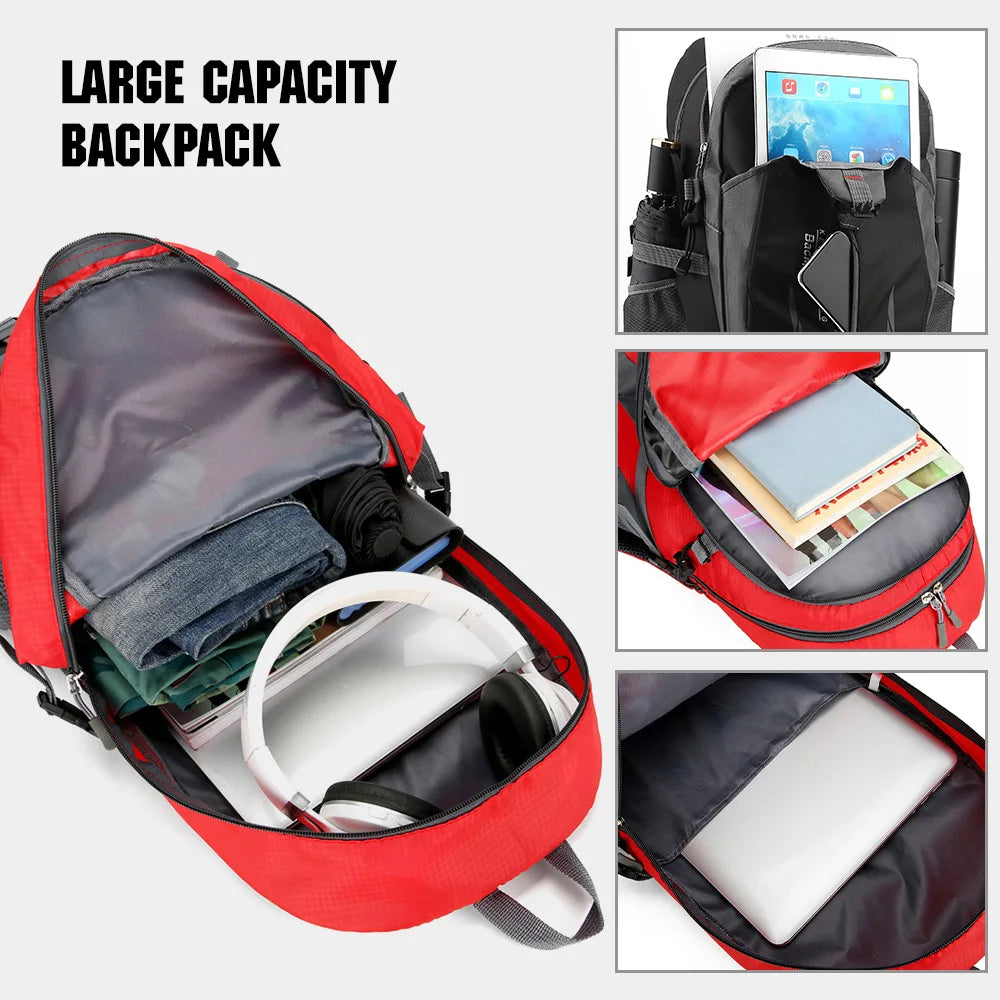 TOMSHOO 40L Ripstop Nylon Hiking Backpack — Waterproof, Breathable Mesh Back, Trekking Pole Loops, 4 Colors
