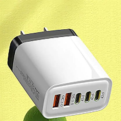240W 5-Port GaN Wall Charger — 3x USB-C PD + 2x USB-A QC3.0, Compact, CE/UL Certified, US & EU Plug