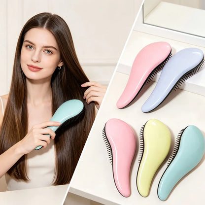 Loop Bristle Detangling Hair Brush — Anti-Static, Wet & Curly Hair, Wigs & Real Hair, 3 Colors
