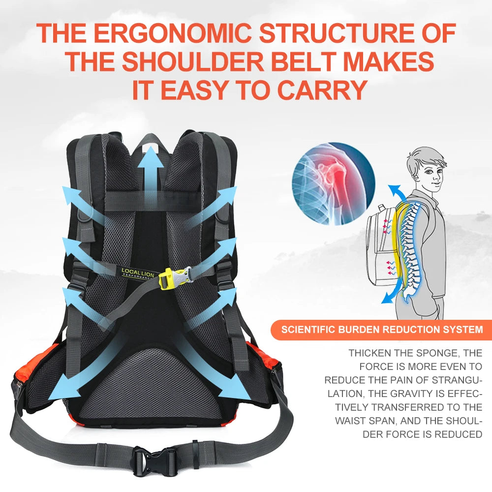45L Foldable Hiking Backpack — Nylon, Adjustable Straps, Optional Rain Cover, 6 Colors