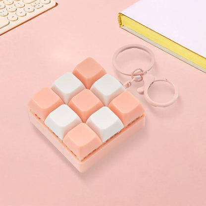 Mini Keyboard Fidget Keychain — 9-Key Clicky Stress Relief Toy for Adults & Teens