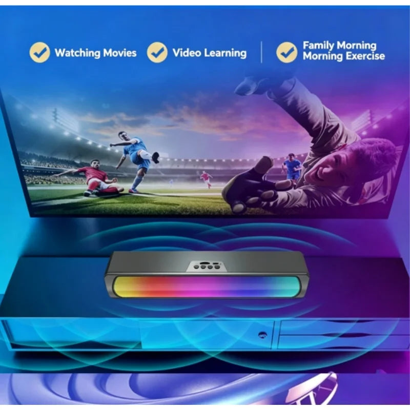 Q4 RGB Bluetooth Soundbar Speaker — 15W, Bass Boost, 5 Sound Modes, TF Card, for Gaming & Music