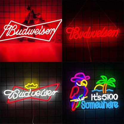 Beer Bar LED Neon Sign — USB-Powered, Wall Decor for Man Cave, Pub, Home Bar & Bedroom