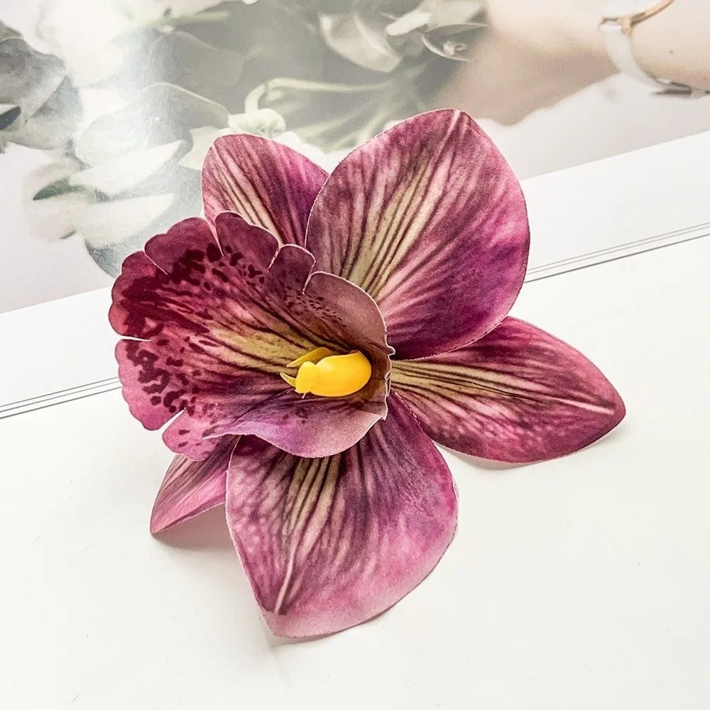 Artificial Magnolia Flower Hair Clip — Hawaiian Boho Style, Plastic Barrette, 12cm, 8 Colors