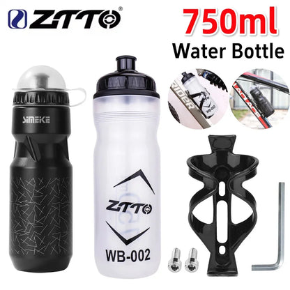 750ml MTB Cycling Water Bottle — BPA-Free PP, Squeeze & Spray, 53mm Wide Mouth