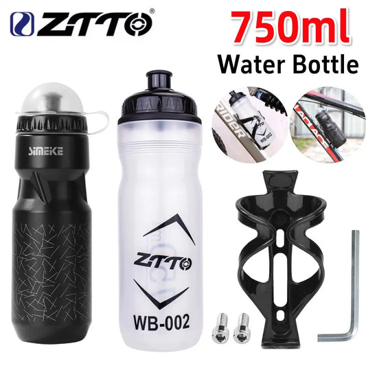 750ml MTB Cycling Water Bottle — BPA-Free PP, Squeeze & Spray, 53mm Wide Mouth