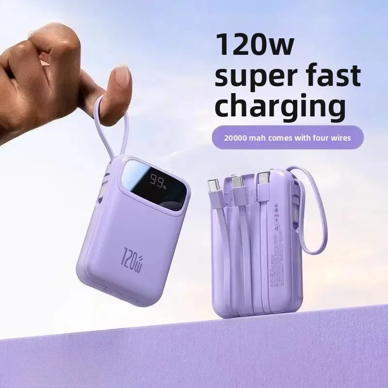 120W Fast Charging Power Bank — 10000 or 20000mAh, Digital Display, Cable Included, CE/UL Certified