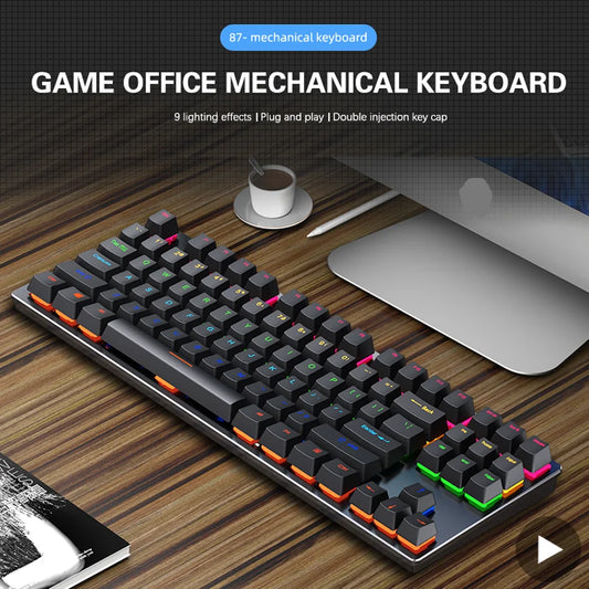 Mini RGB Mechanical Gaming Keyboard – USB Wired, Ergonomic & Backlit