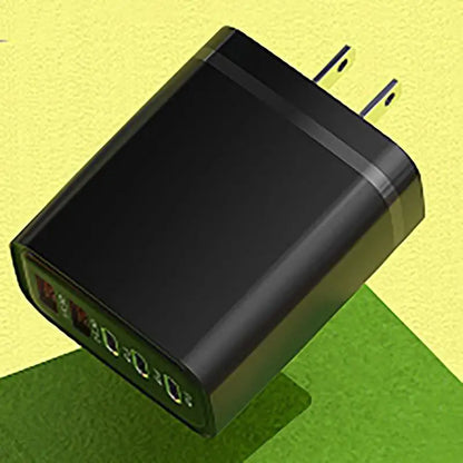 240W 5-Port GaN Wall Charger — 3x USB-C PD + 2x USB-A QC3.0, Compact, CE/UL Certified, US & EU Plug