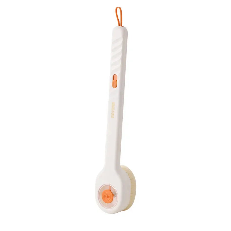 Liquid-Filled Long Handle Bath Brush — Soft Bristles, Back Scrubber, Shower Tool, All Skin Types