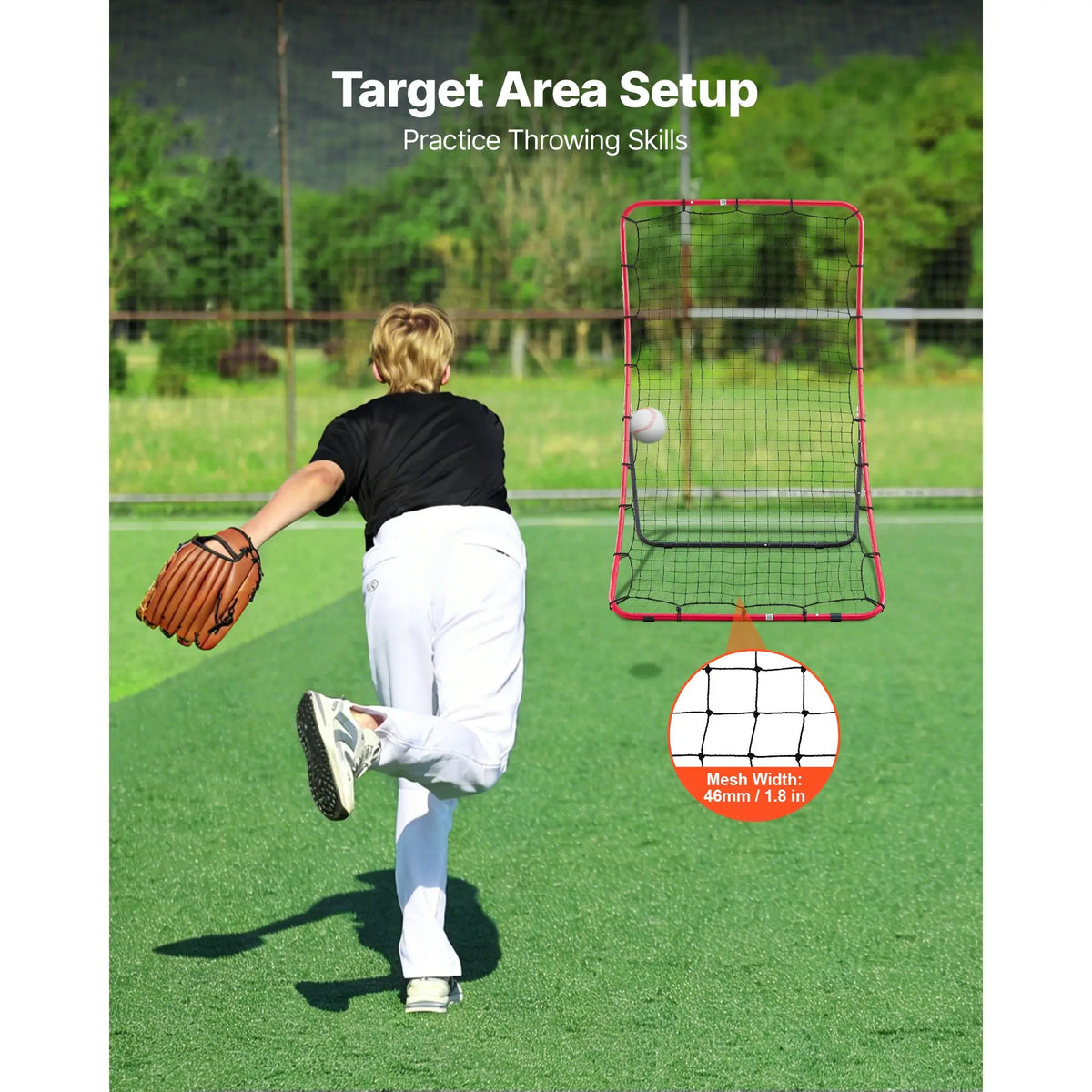 4x5.5 ft Baseball & Softball Rebounder Net — Heavy-Duty Steel, 5 Adjustable Angles, Solo Training