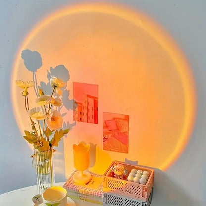 Sunset Projection Lamp — USB, Multi-Angle Rotatable, LED Atmosphere Light for Bedroom & Living Room