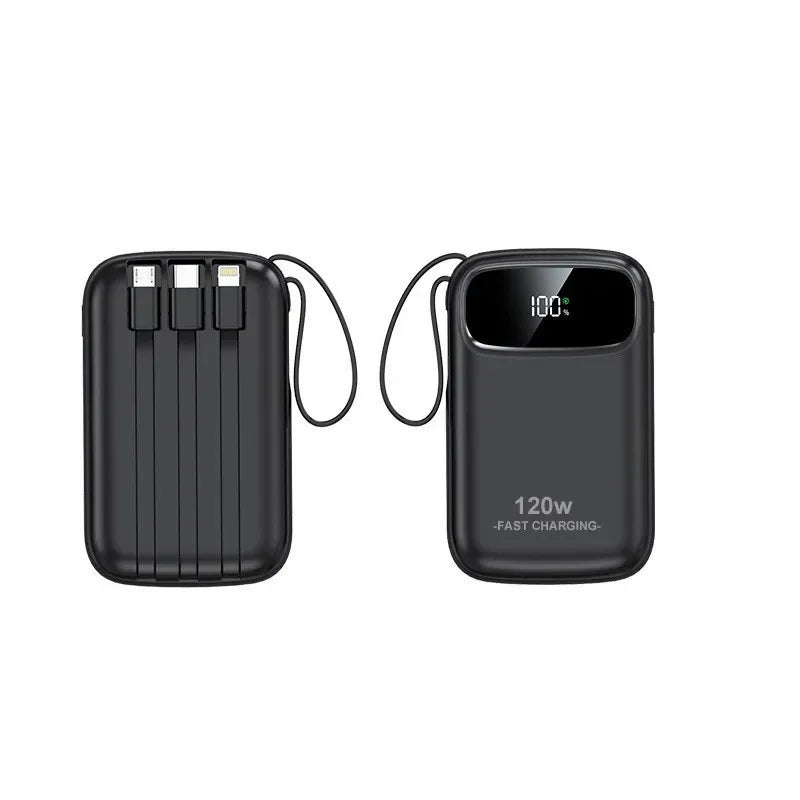 120W Fast Charging Power Bank — 10000 or 20000mAh, Digital Display, Cable Included, CE/UL Certified