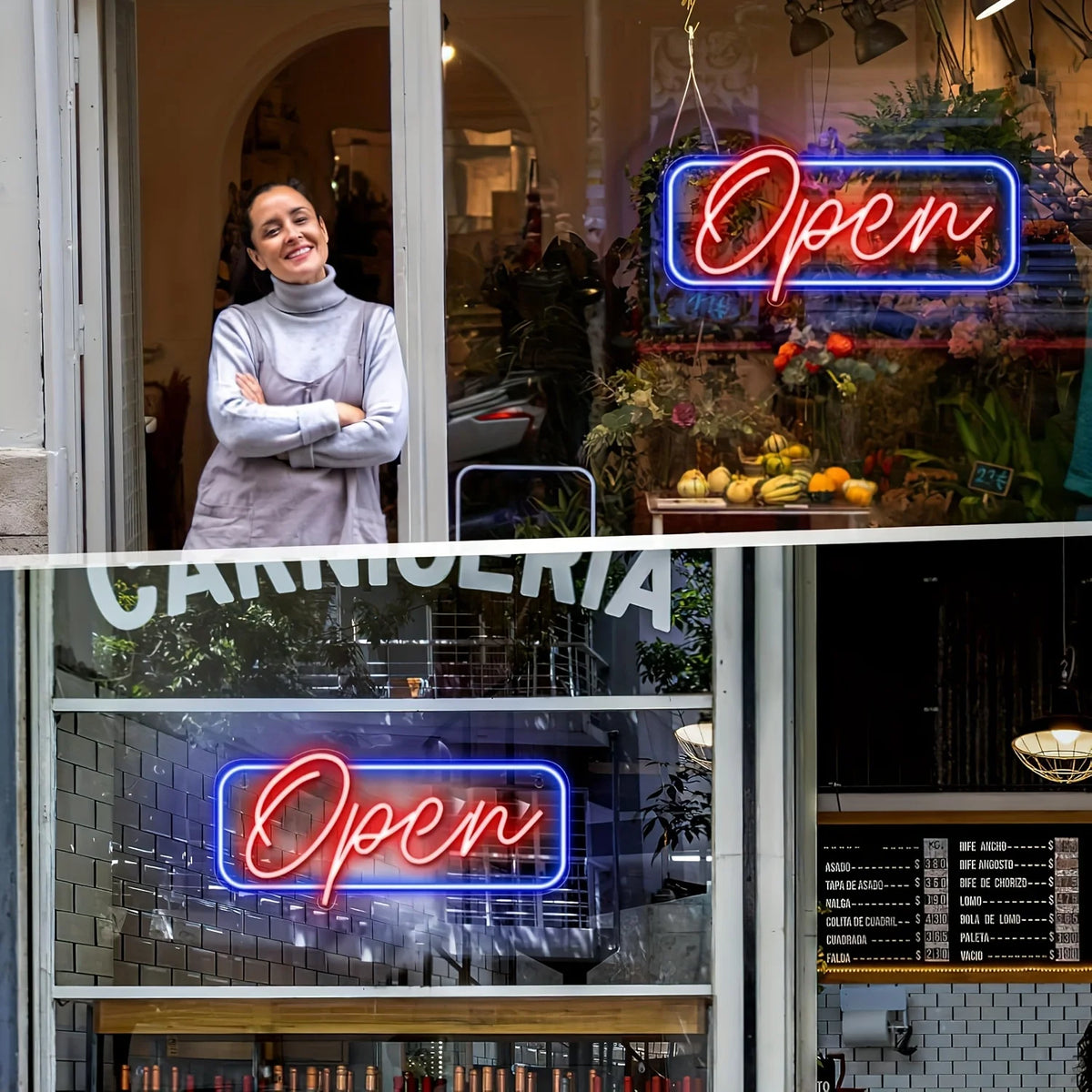 LED OPEN Sign — Colorful Neon-Style, On/Off Switch, Wall Hanging, 42x19.5cm, for Shops & Businesses