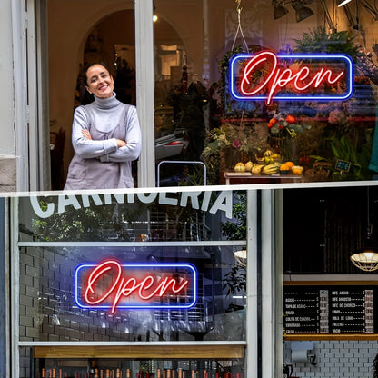 LED OPEN Sign — Colorful Neon-Style, On/Off Switch, Wall Hanging, 42x19.5cm, for Shops & Businesses